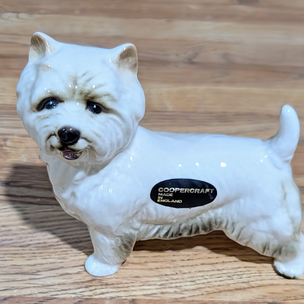White West Highland Terrier Coopercraft Dog Figurine Westie, Made in England EUC